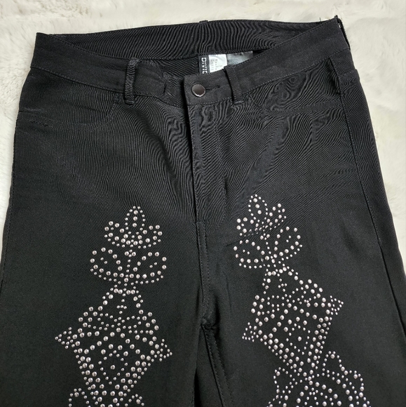 Rare H&M Black Beading High Waisted Strechy Streight Leg Pants Co ord Set - Picture 5 of 16